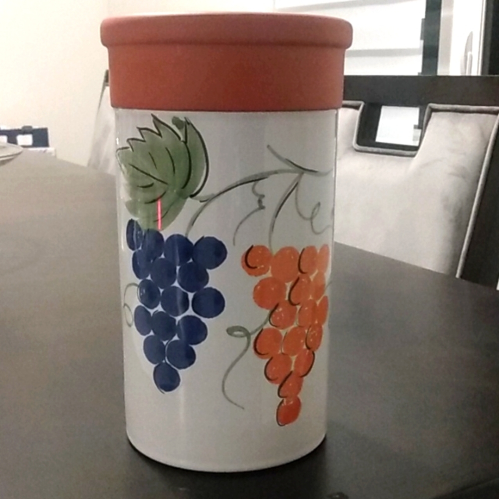 Rare Hand Painted Terracotta Wine Cooler